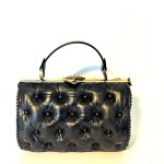 black leather handbag