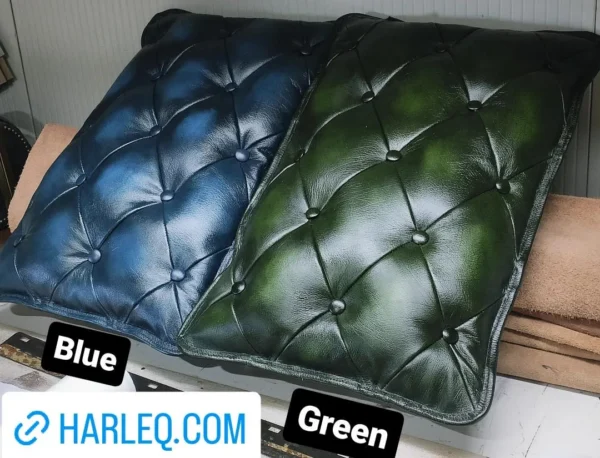 Chesterfield Leather Cushions Deep Buttoned Style Handmade Pillows