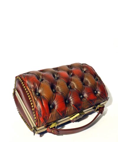 brown red handbag