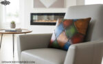 Real Leather Squared Pillows Totally HandMade in Italy Exclusive Harleq Patchwork Leathers