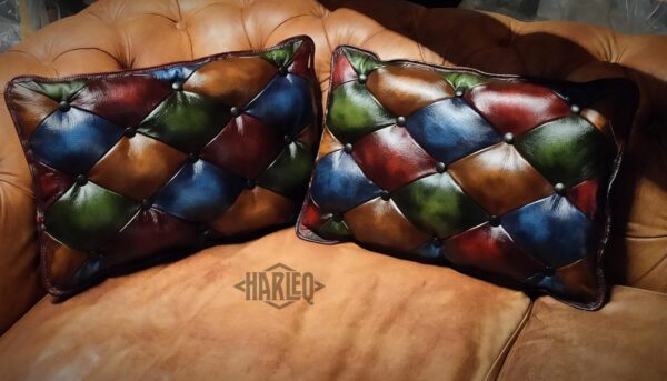 Chesterfield Leather Cushions Deep Buttoned Style Handmade Pillows