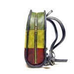 backpack red yellow green leathers