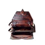 harleq brown leather triangles bag