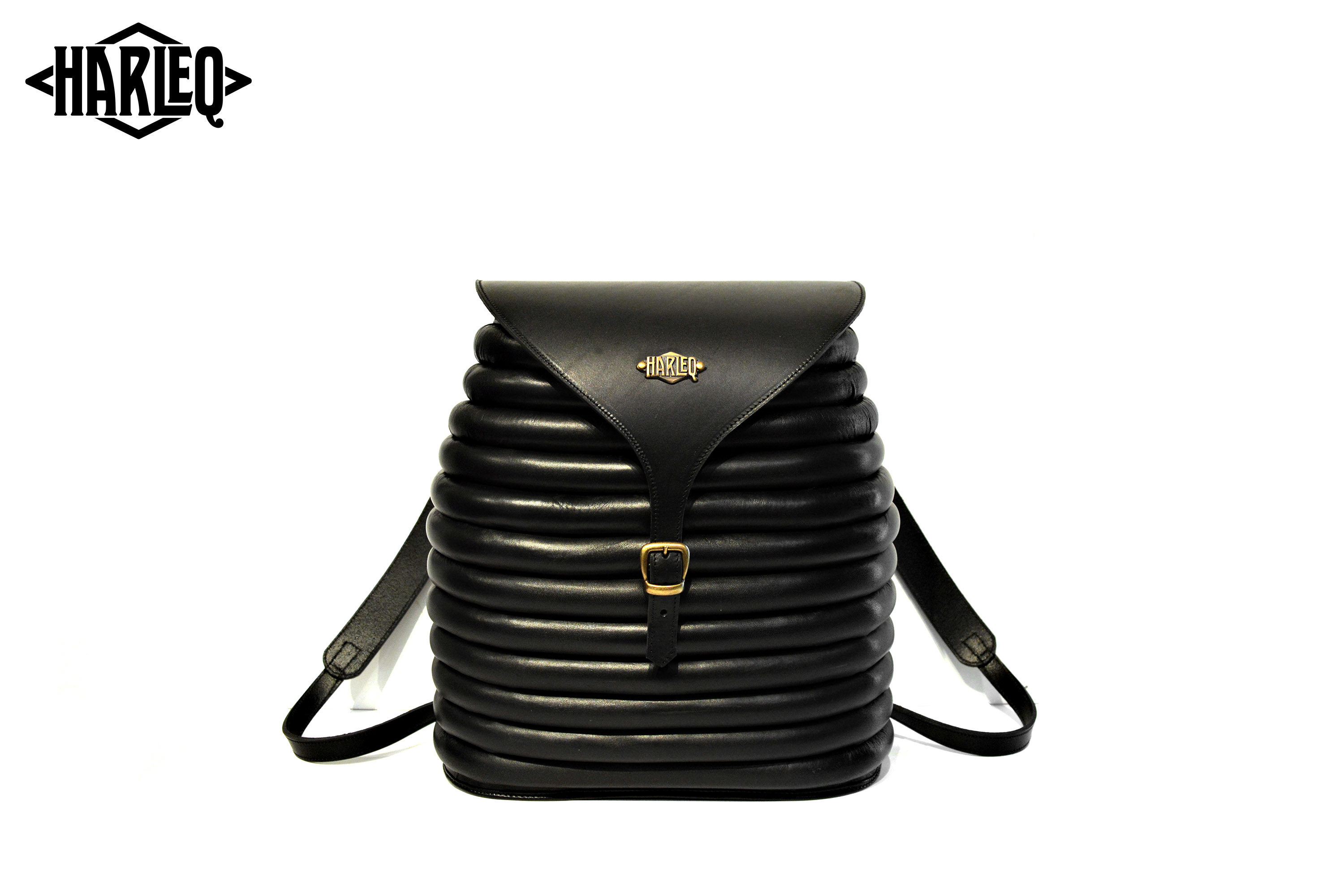 harleq curvy backpack leather black