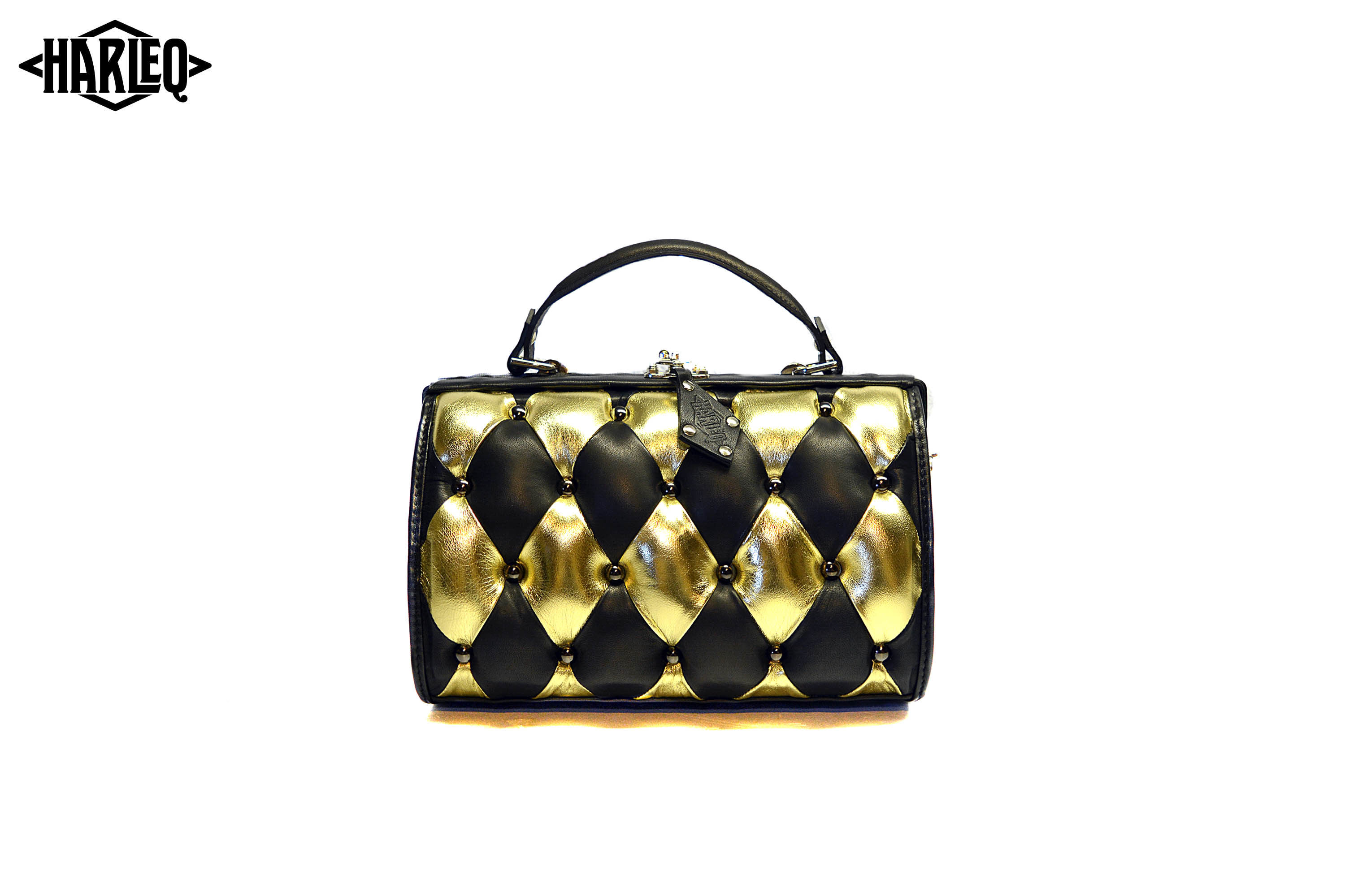 Harleq Golden Black Bauletto – Harleq Luxury Patchwork Leather Vintage ...