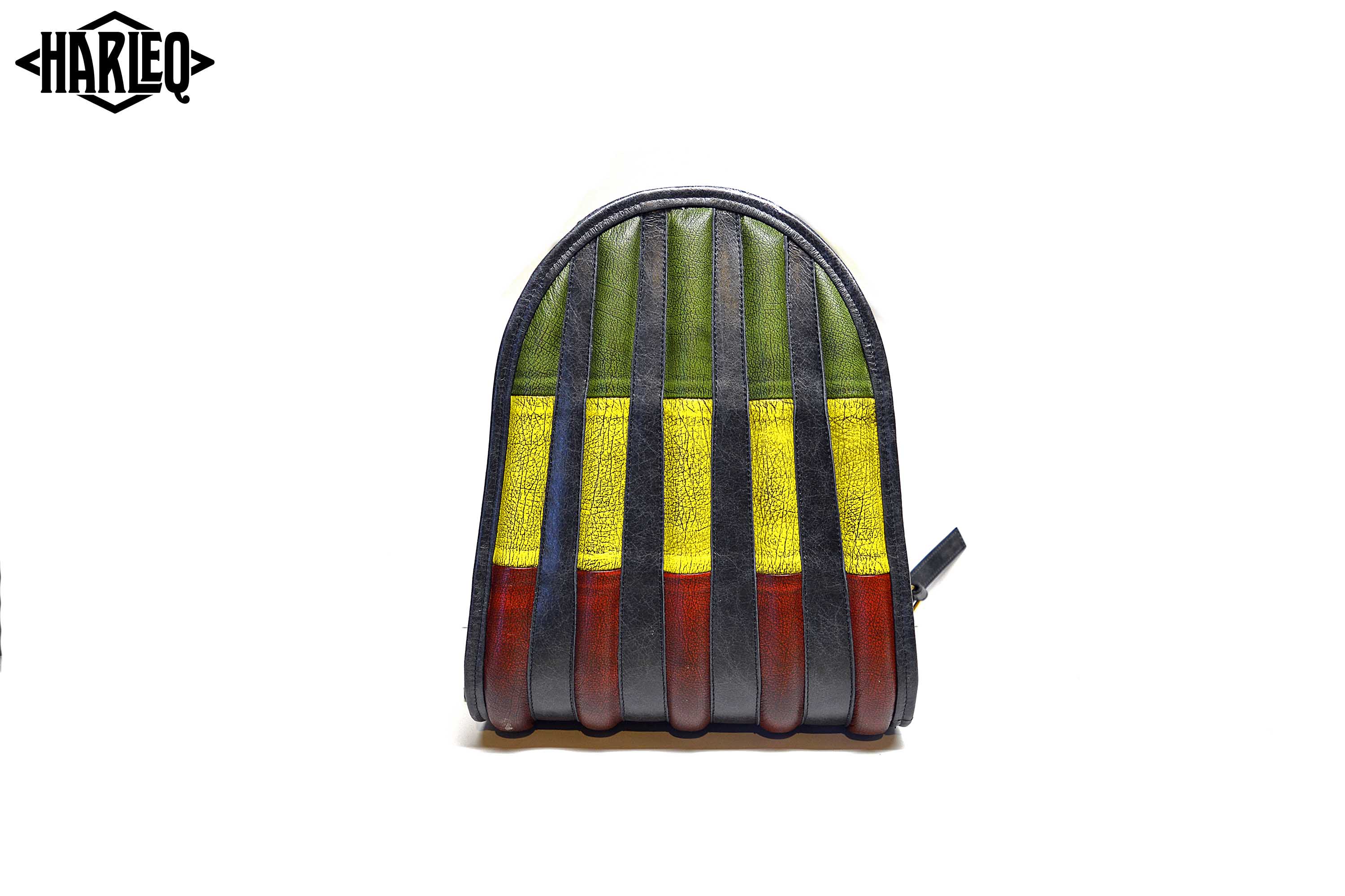 harleq luxury backpack red yellow green leathers