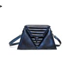 harleq luxury blue eather triangles bag