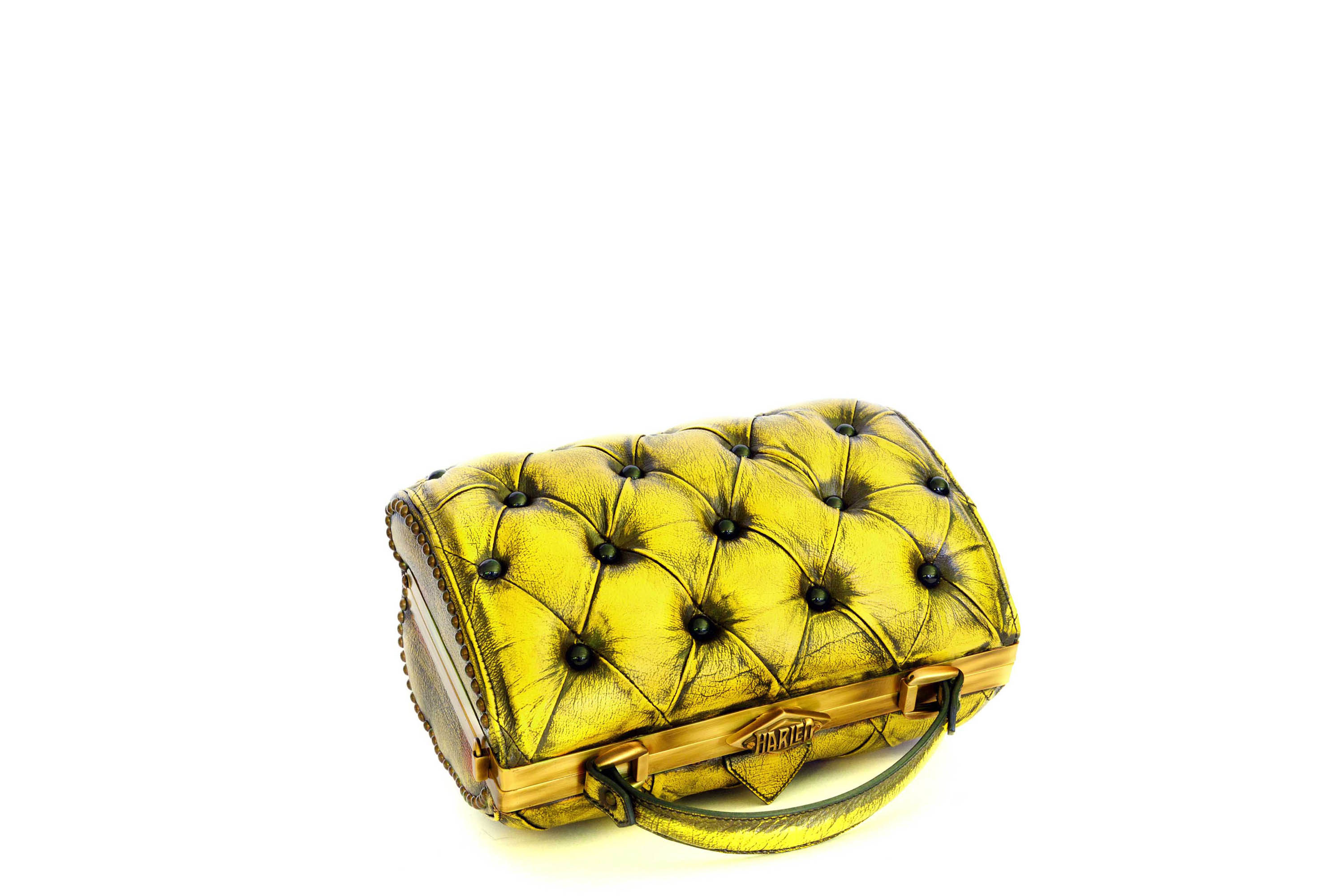 harleq luxury yellow vintage leather bag