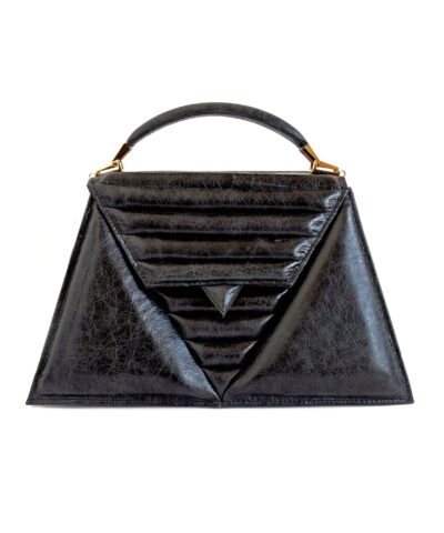 luxury-handbag-harleq-black-leather-triangles-front