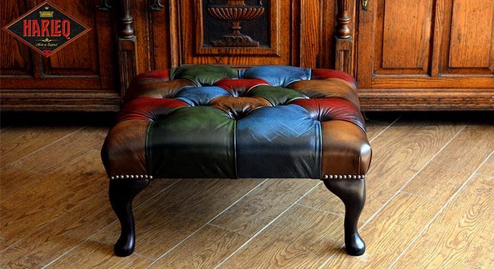 Harleq Patchwork Queen Anne footStool handsewn Leathers – Exclusive  Chesterfield Sofa Chairs Belts Bags Luxury Accessories HandMade