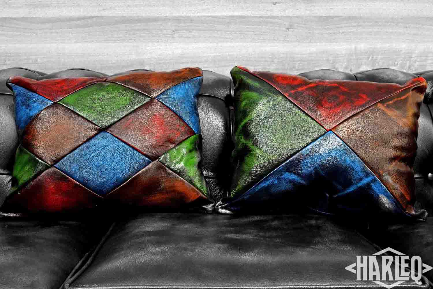 patchwork cushions leather pillows colors