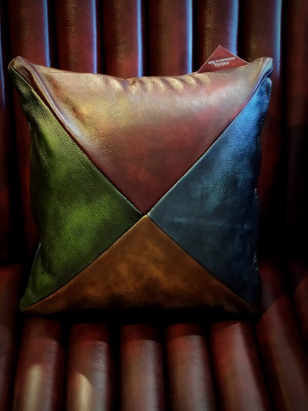 Real Leather Squared Pillows Totally HandMade in Italy Exclusive Harleq Patchwork Leathers