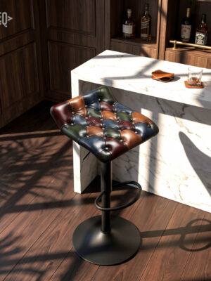 stool chesterfield- patchwork luxury leathers