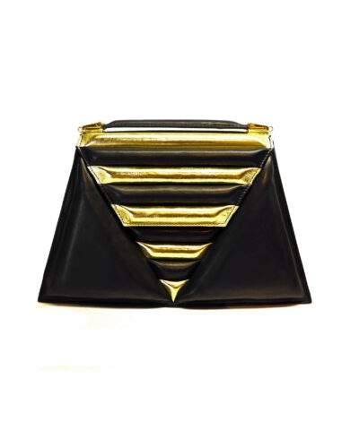 triangles luxury bag black gold leathers